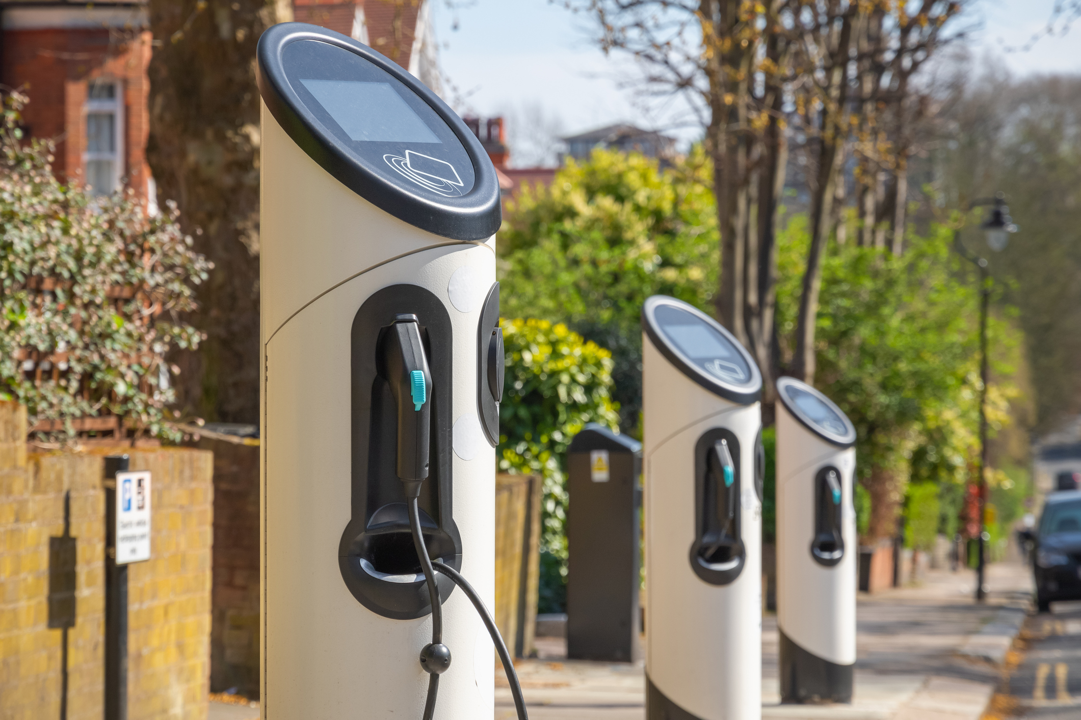 Row of EV charge points