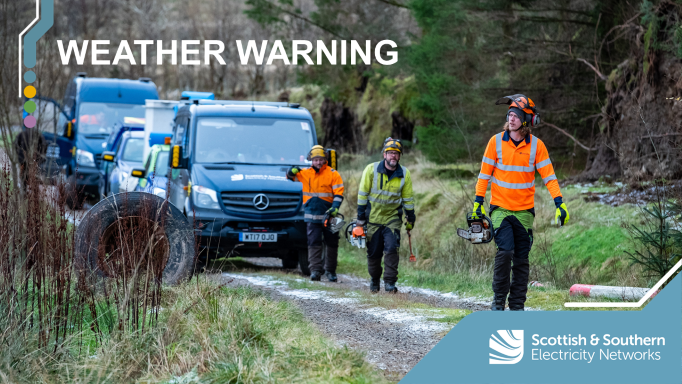 SSEN employees and vehicles during a storm