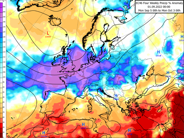 Colour weather map of Europe