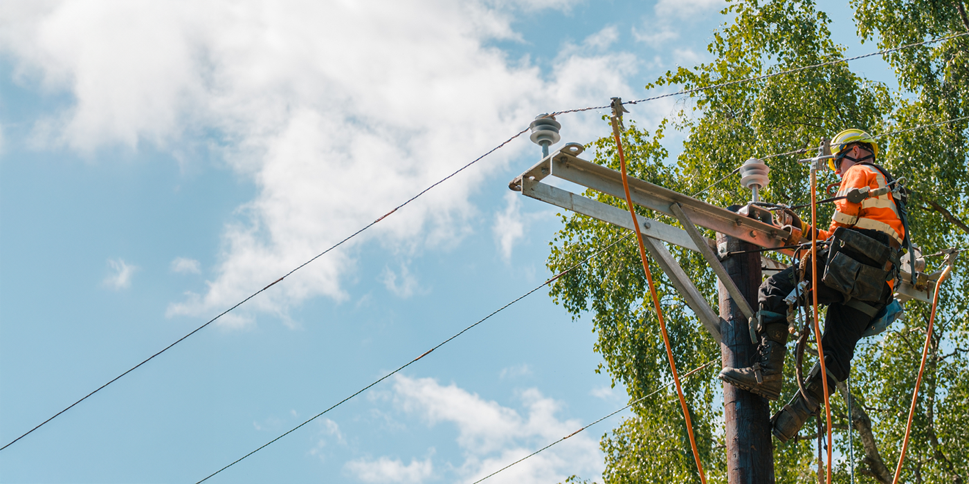 Image of engineer up pole 